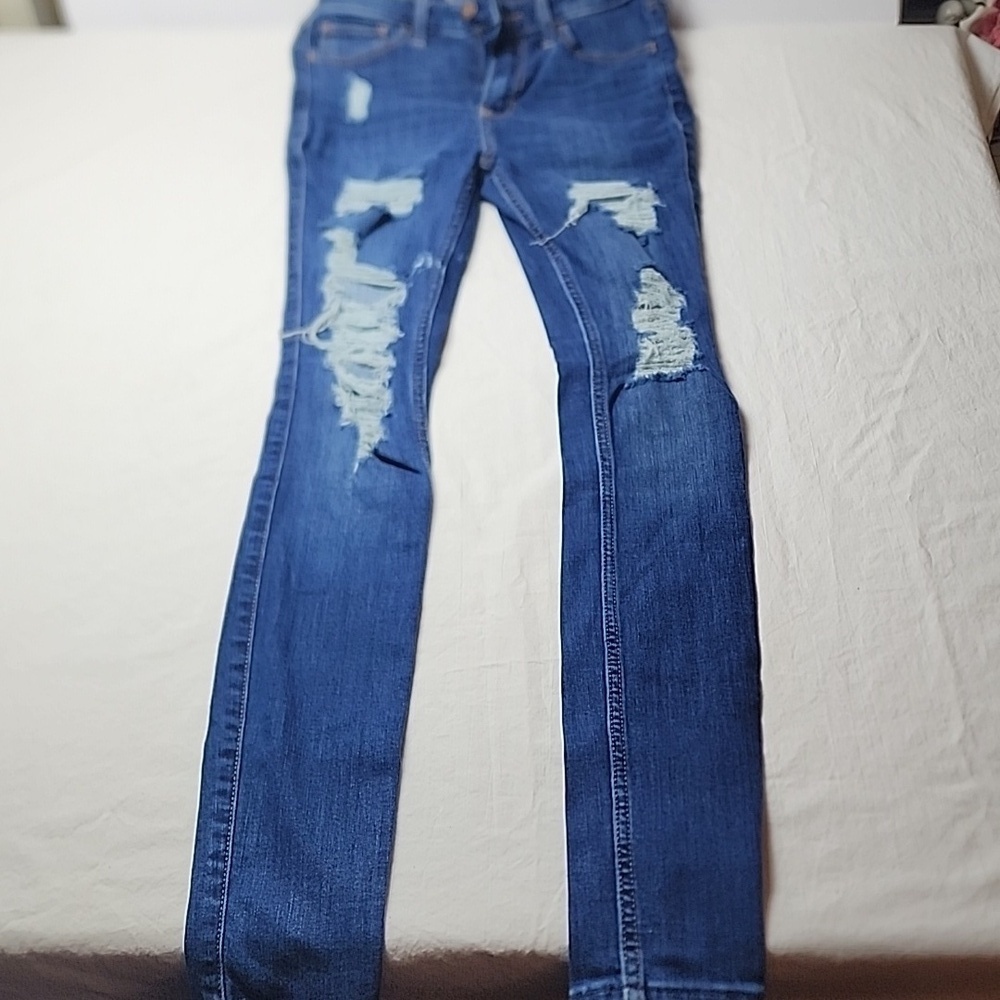 Bundle XS Mossimo Supply Co. Blue Knit Striped Sweater 24x29 0R Hollister Jeans - Picture 8 of 15